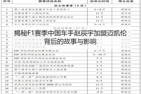 揭秘F1赛季中国车手赵辰宇加盟迈凯伦背后的故事与影响 - Yunding
